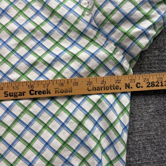 Banana Republic Shirt Mens  L Blue‎ Green Checkered Classic Fit Button Preppy - Picture 9 of 12